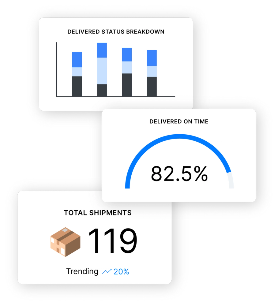 Product illustration with tiles showing different analytics tools.